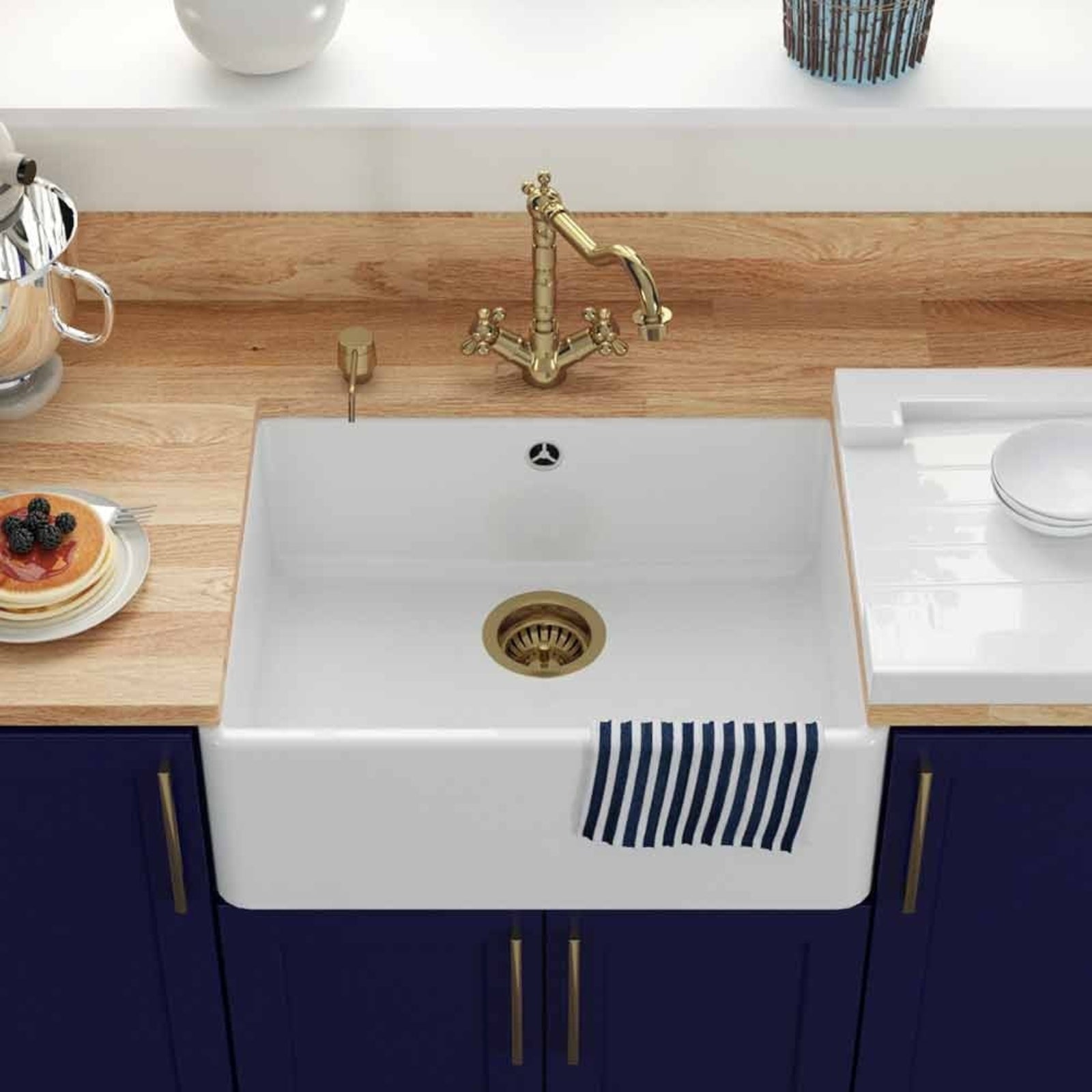 LSC Butler 595 1.0 Bowl Fireclay Ceramic Kitchen Sink with Waste Options