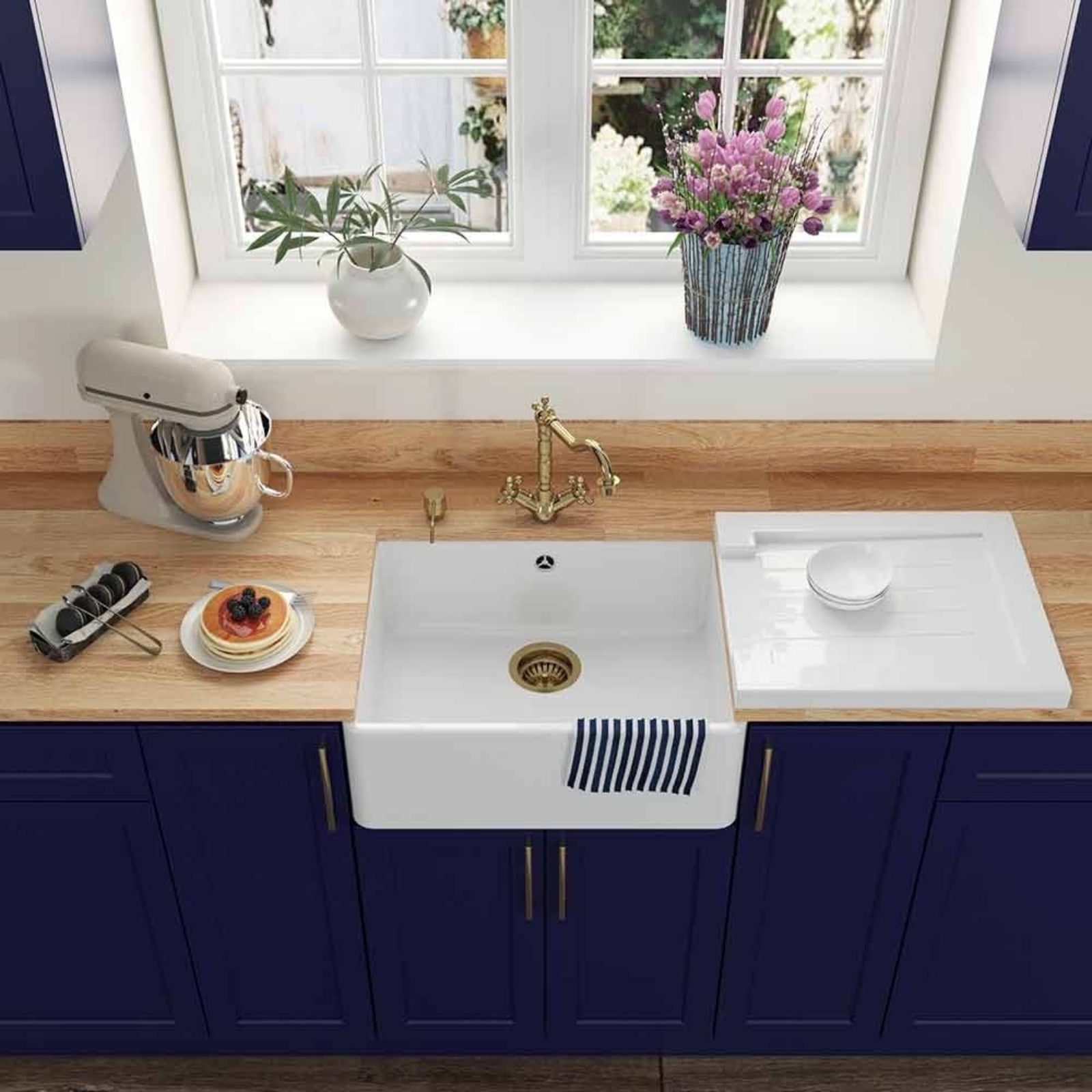 LSC Butler 595 1.0 Bowl Fireclay Ceramic Kitchen Sink with Waste Options