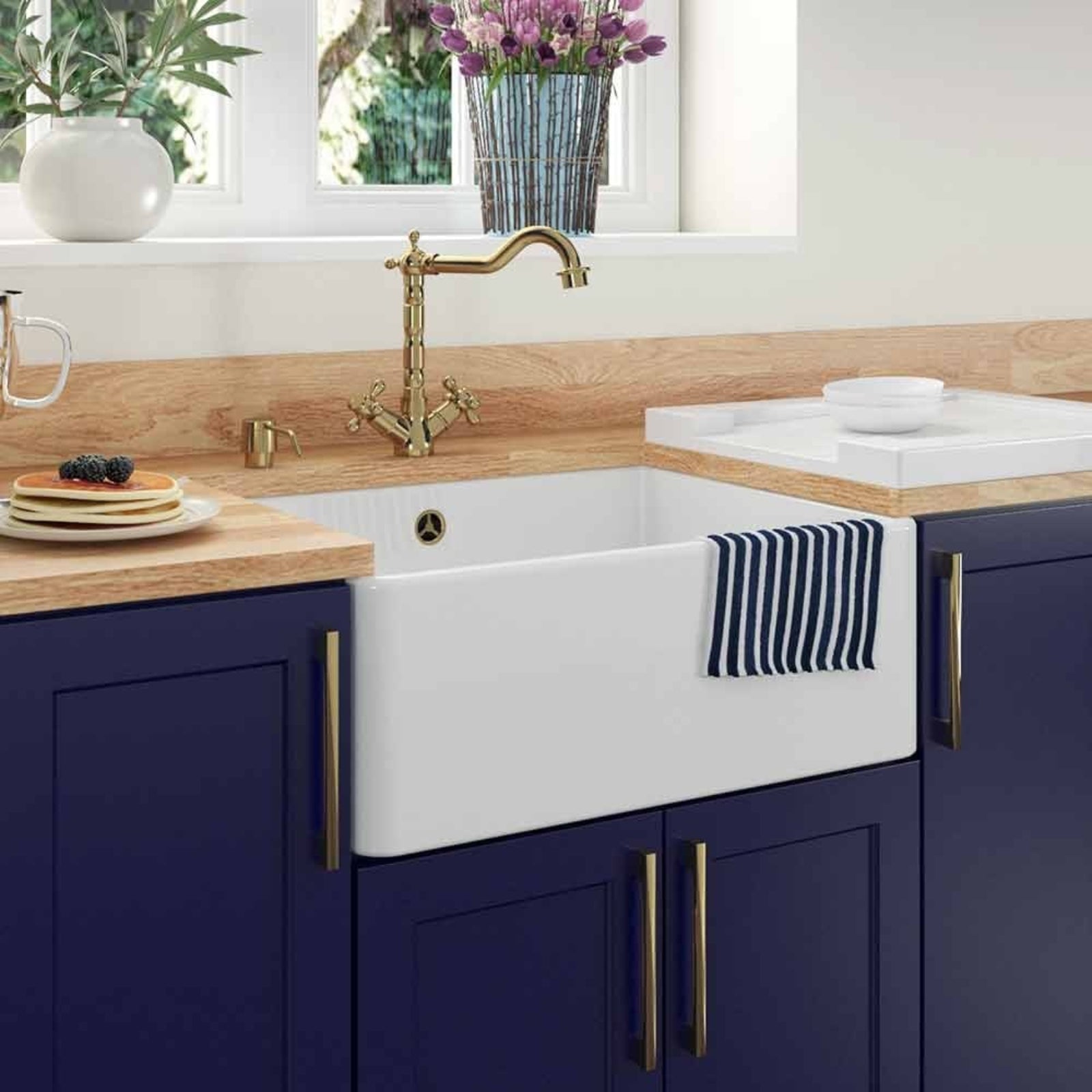 LSC Butler 595 1.0 Bowl Fireclay Ceramic Kitchen Sink with Waste Options