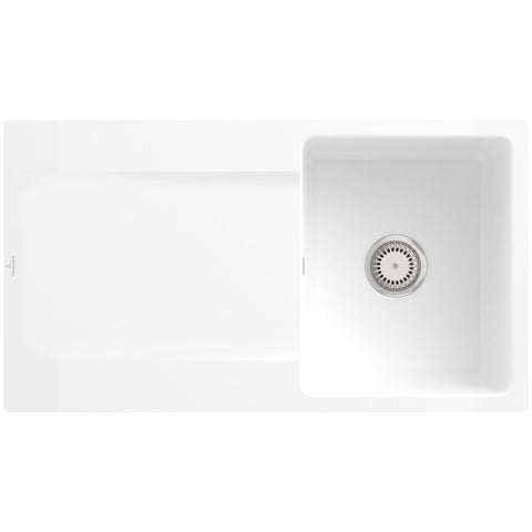 Villeroy & Boch Siluet 50 Flat 1.0 Bowl Ceramic Kitchen Sink - No Waste