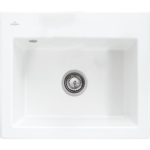 Villeroy & Boch Subway 60 S Flat 1.0 Bowl Ceramic Kitchen Sink - No Waste