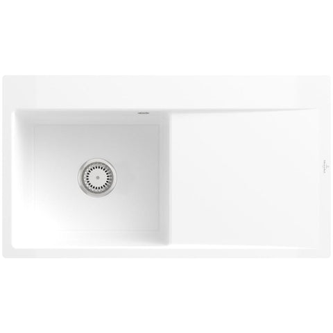 Villeroy & Boch Subway Style 50 Flat 1.0 Bowl Ceramic Kitchen Sink - No Waste 33520FR1