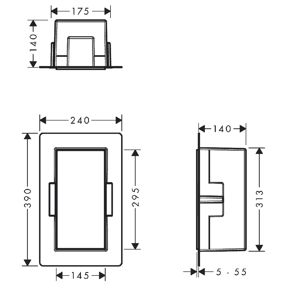 Hansgrohe XtraStoris Minimalistic Frameless Wall Niche with Open Frame 300x150x140mm
