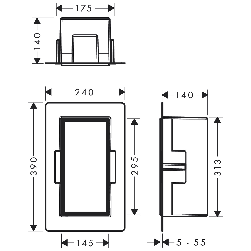 Hansgrohe XtraStoris Rock Wall Niche with Tileable Door 300x150x140mm