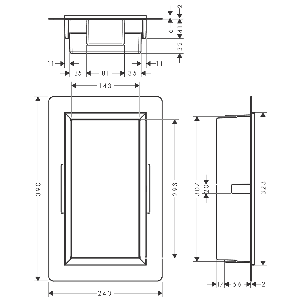 Hansgrohe XtraStoris Original 300/150/70 Framed Wall Niche