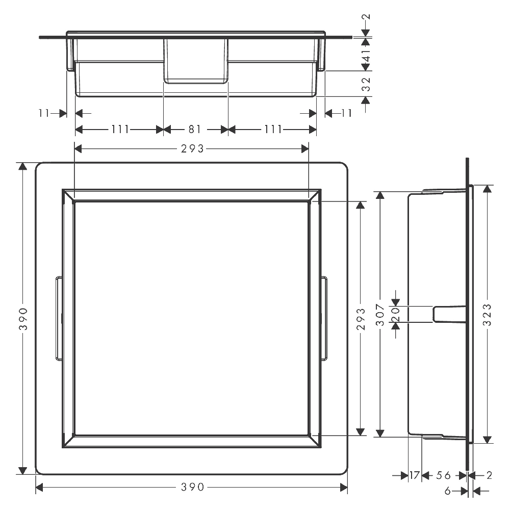 Hansgrohe XtraStoris Original 300/300/70 Framed Wall Niche