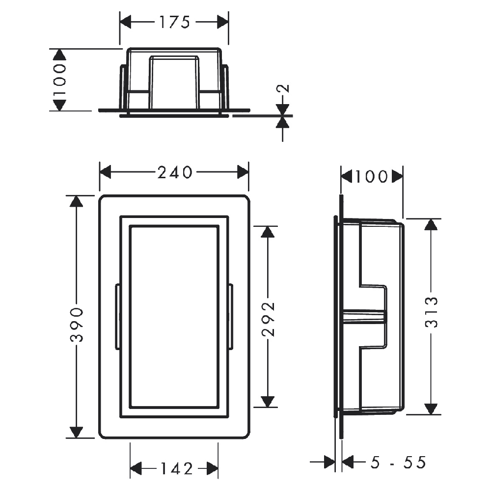 Hansgrohe XtraStoris Individual Wall Niche with Frame 300x150mm