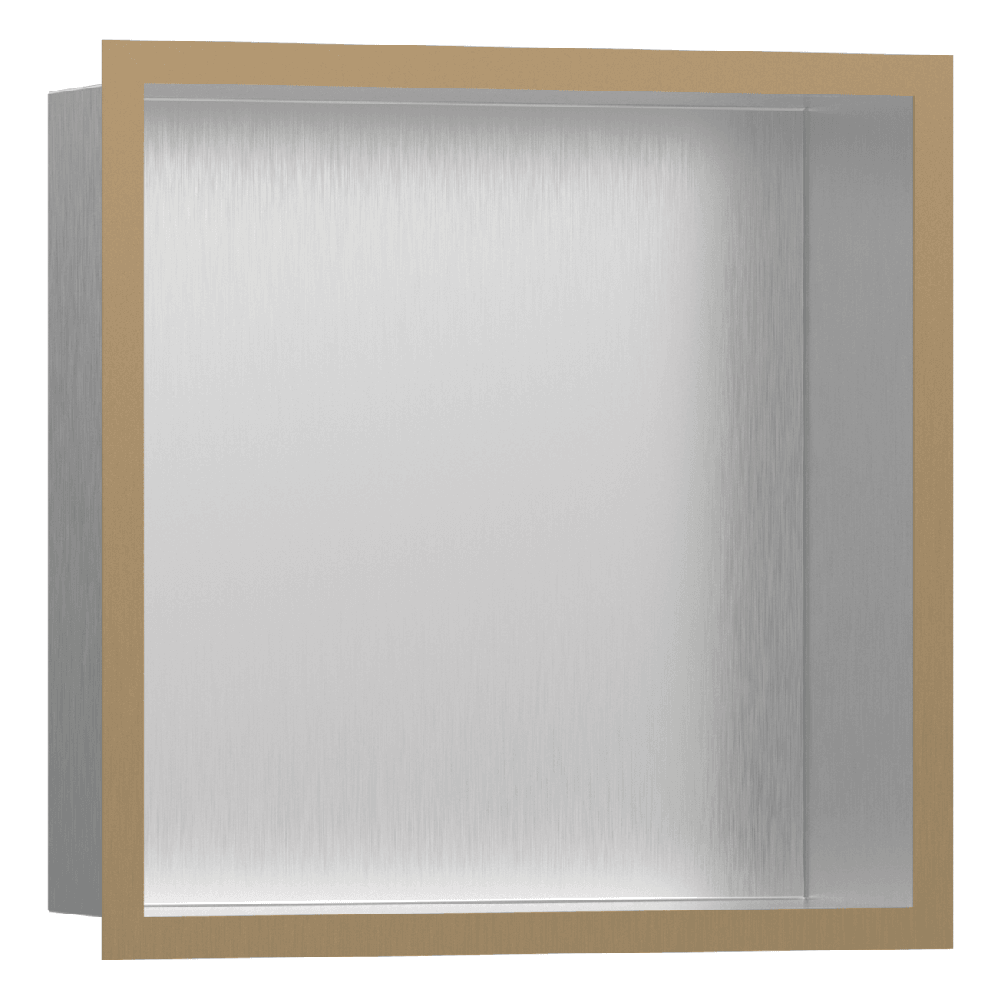 Hansgrohe XtraStoris Individual 300/300/100 Brushed Stainless Steel Wall Niche with Frame Options