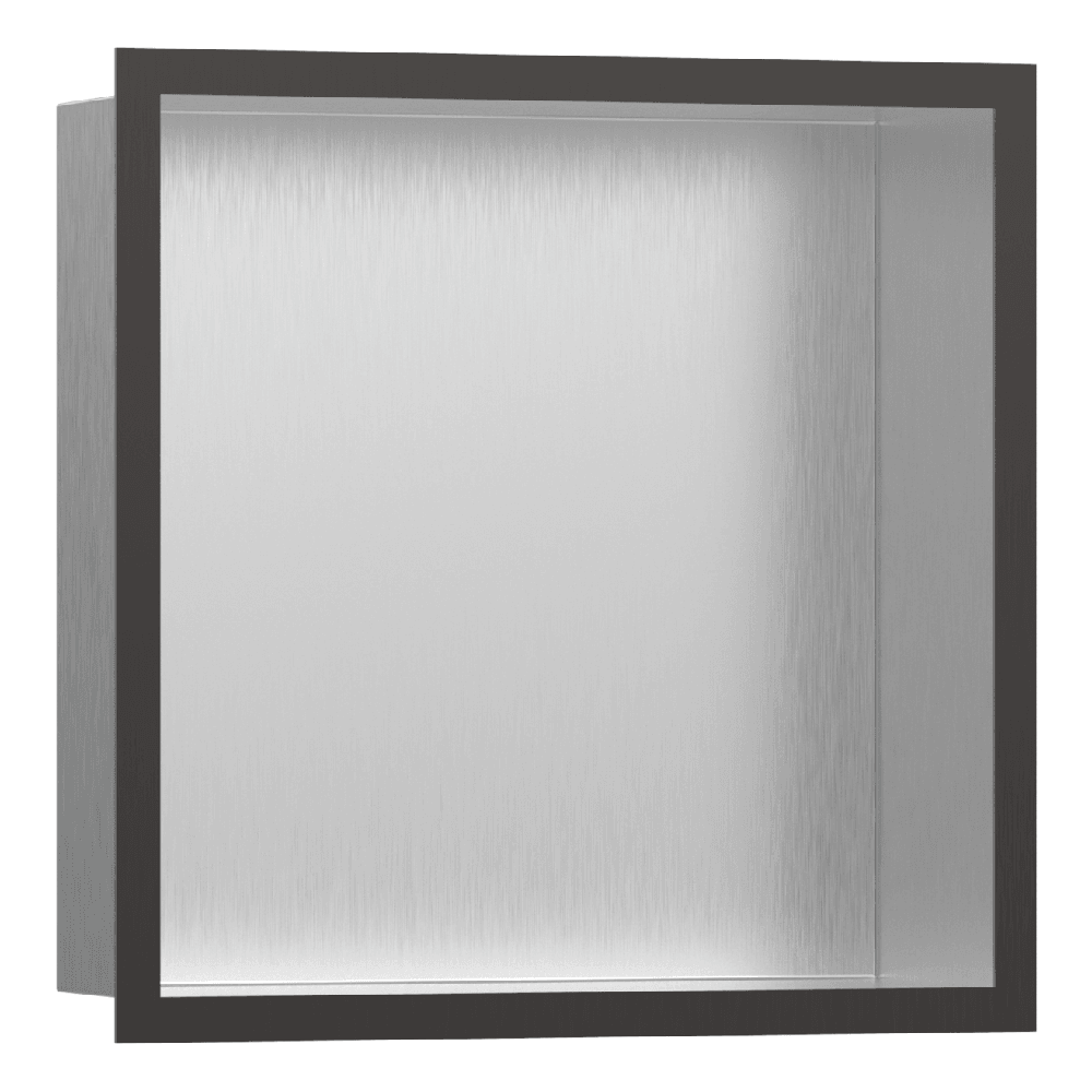 Hansgrohe XtraStoris Individual 300/300/100 Brushed Stainless Steel Wall Niche with Frame Options