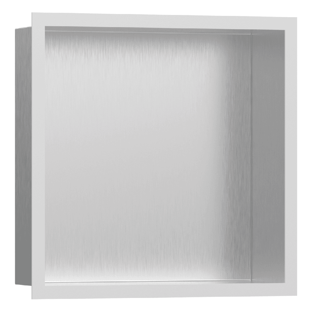 Hansgrohe XtraStoris Individual 300/300/100 Brushed Stainless Steel Wall Niche with Frame Options