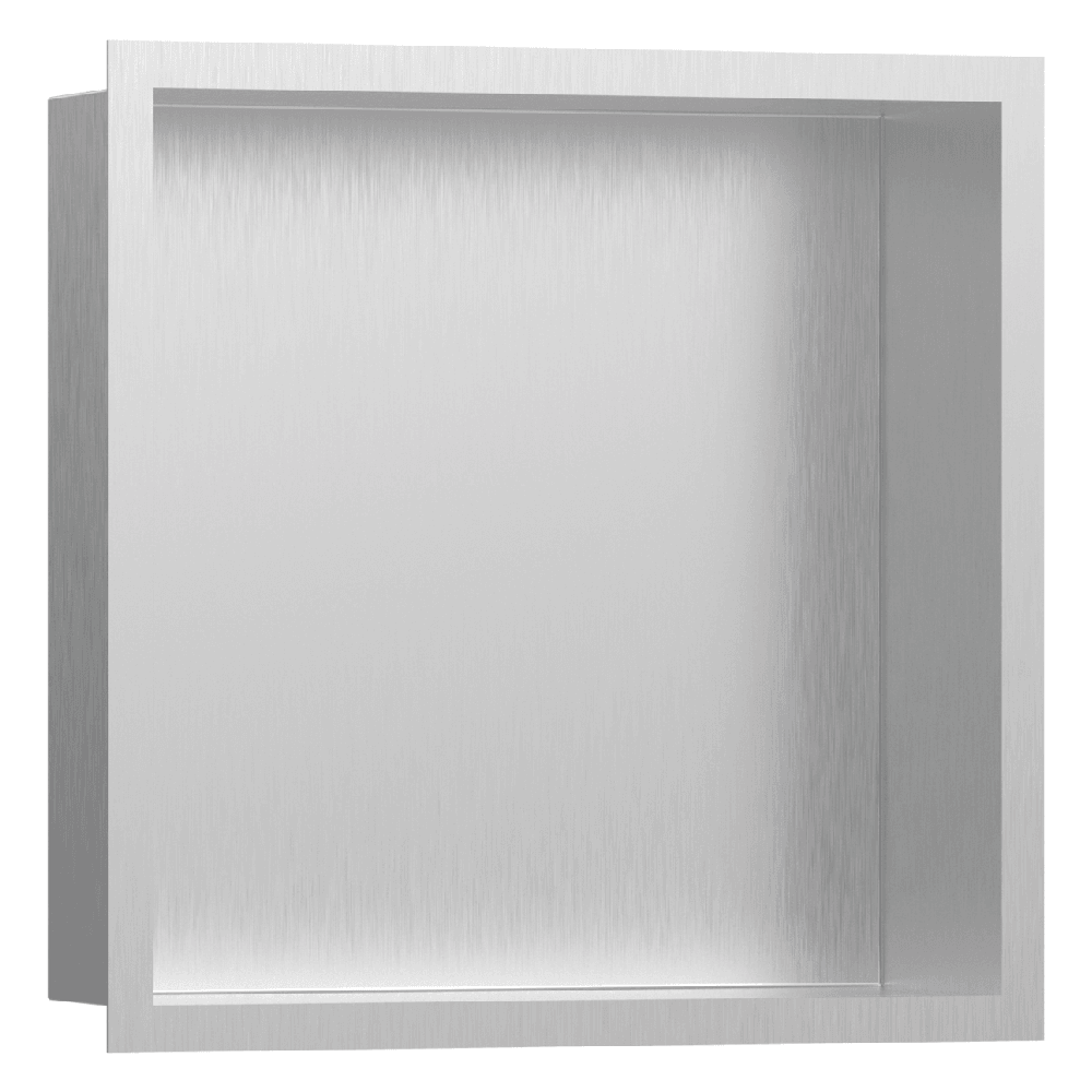Hansgrohe XtraStoris Individual 300/300/100 Brushed Stainless Steel Wall Niche with Frame Options