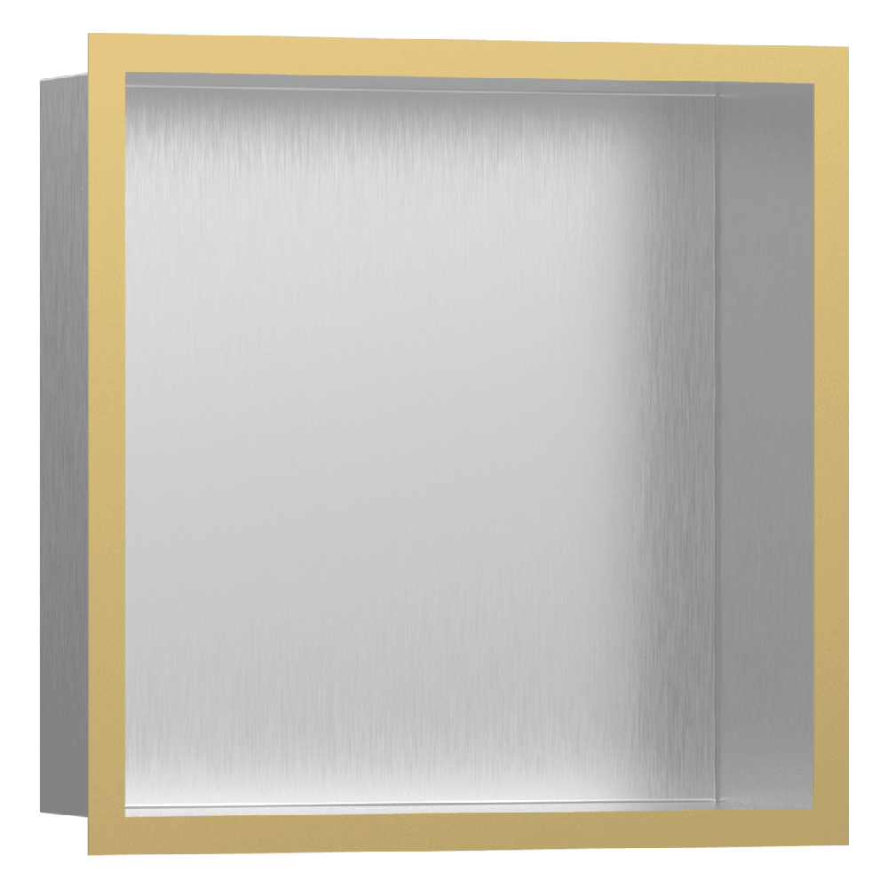 Hansgrohe XtraStoris Individual 300/300/100 Brushed Stainless Steel Wall Niche with Frame Options
