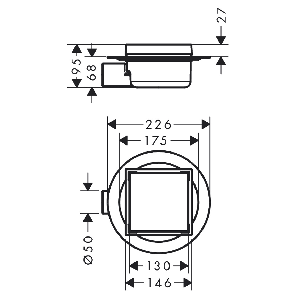Hansgrohe XtraStoris RainDrain Spot 150/150 Stainless Steel Shower Drain Set with Tileable Rear Cover