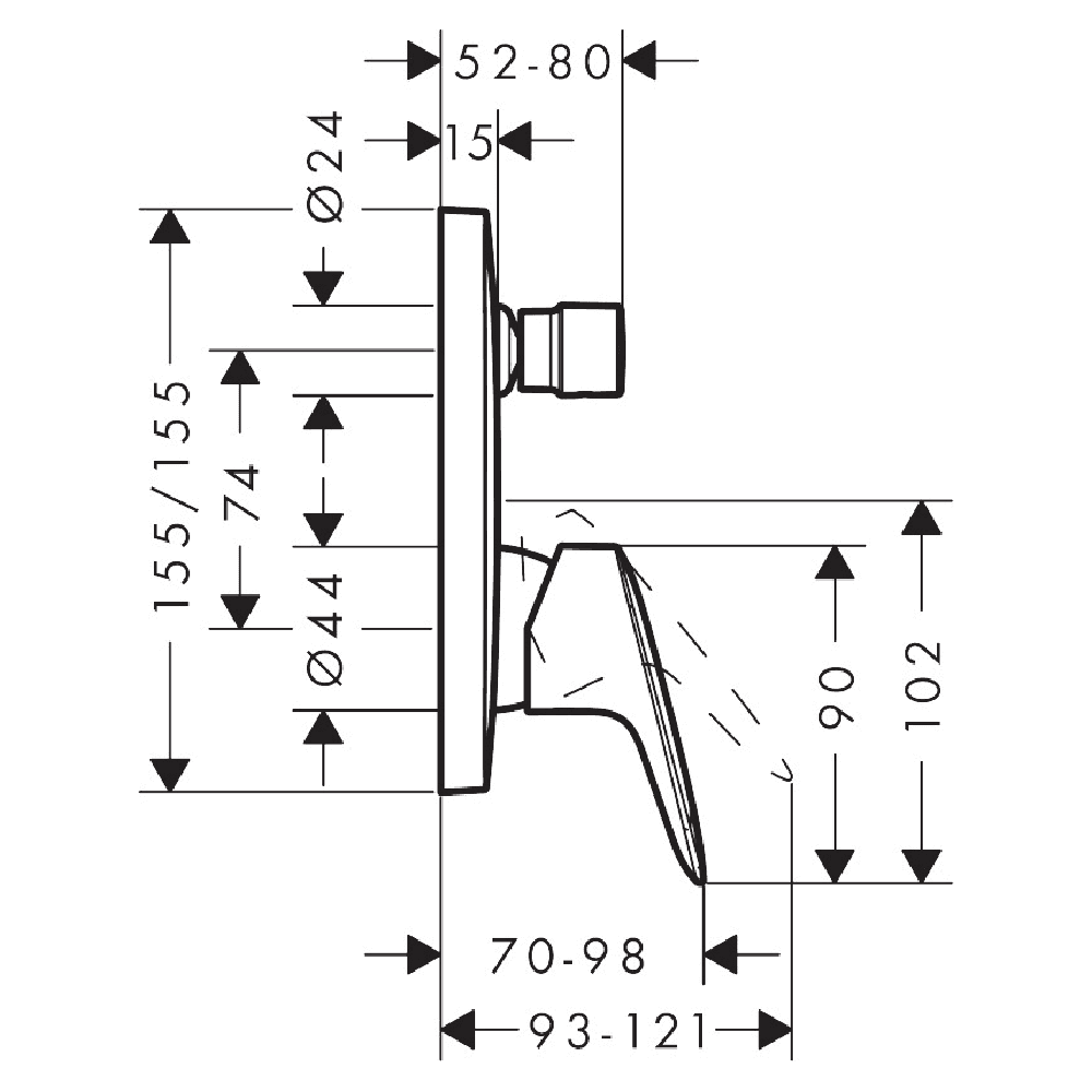 Hansgrohe Logis Chrome Concealed Single Manual Lever Bath Mixer