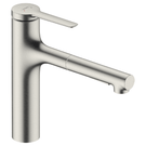 hansgrohe-zesis-m33-160-stainless-steel-single-lever-pull-out-kitchen-mixer-tap-with-sbox-lite-