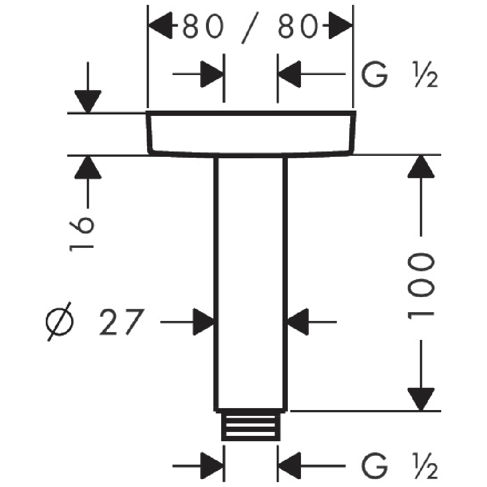 Hansgrohe 100 Chrome Ceiling Connector Q