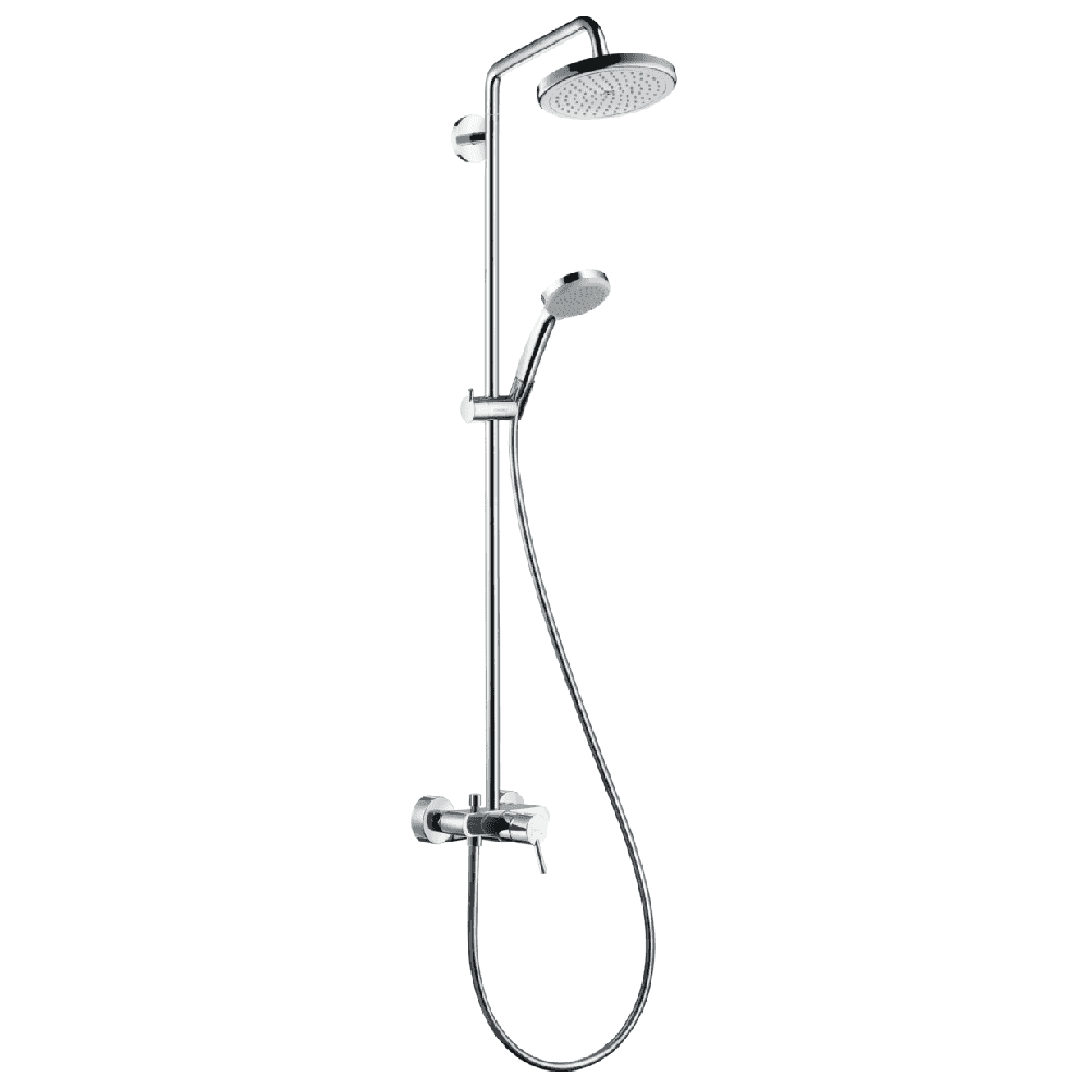 Hansgrohe Croma 220 1 Jet Chrome Manual Shower Mixer Set & Shower Rail