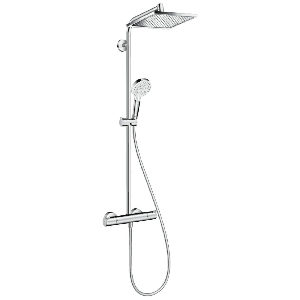 Hansgrohe Crometta E EcoSmart 240 1 Jet Chrome Thermostatic Shower Set & Shower Rail