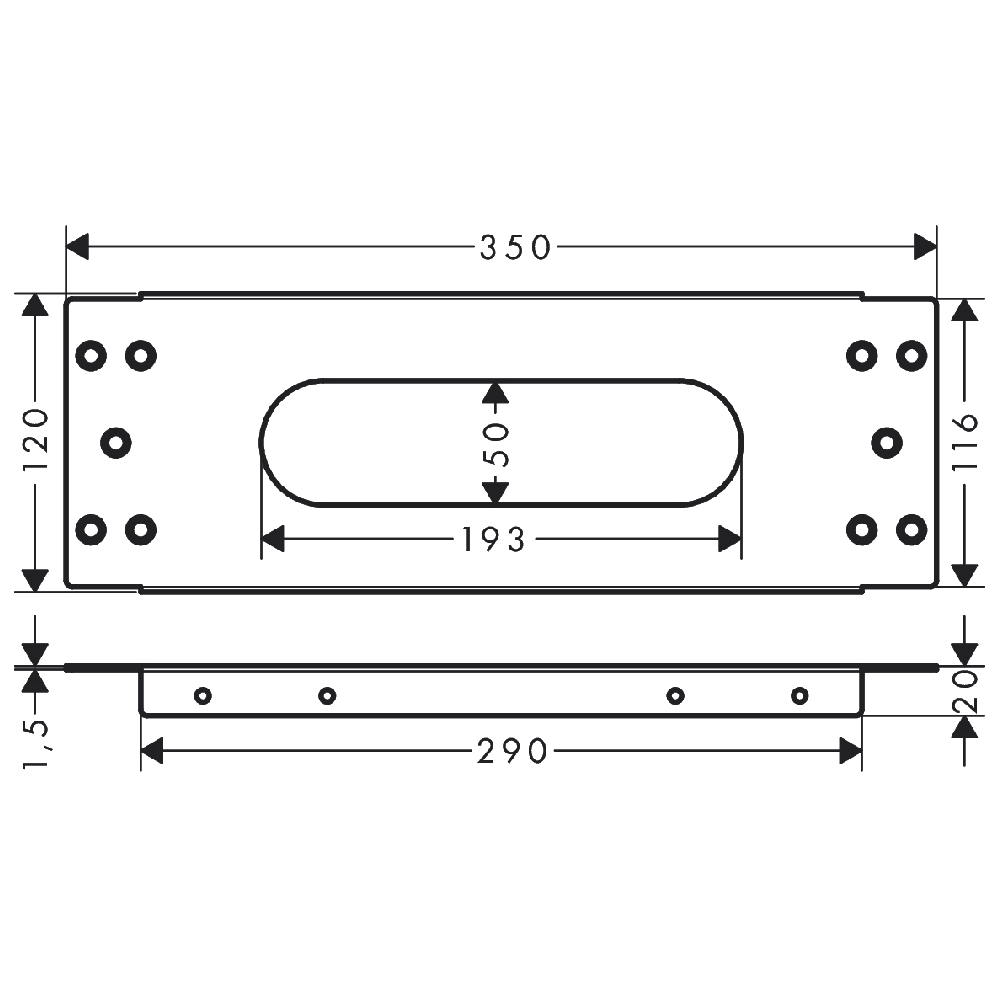 Hansgrohe Stainless Steel sBox Installation Plate For Tile Mounted Installation