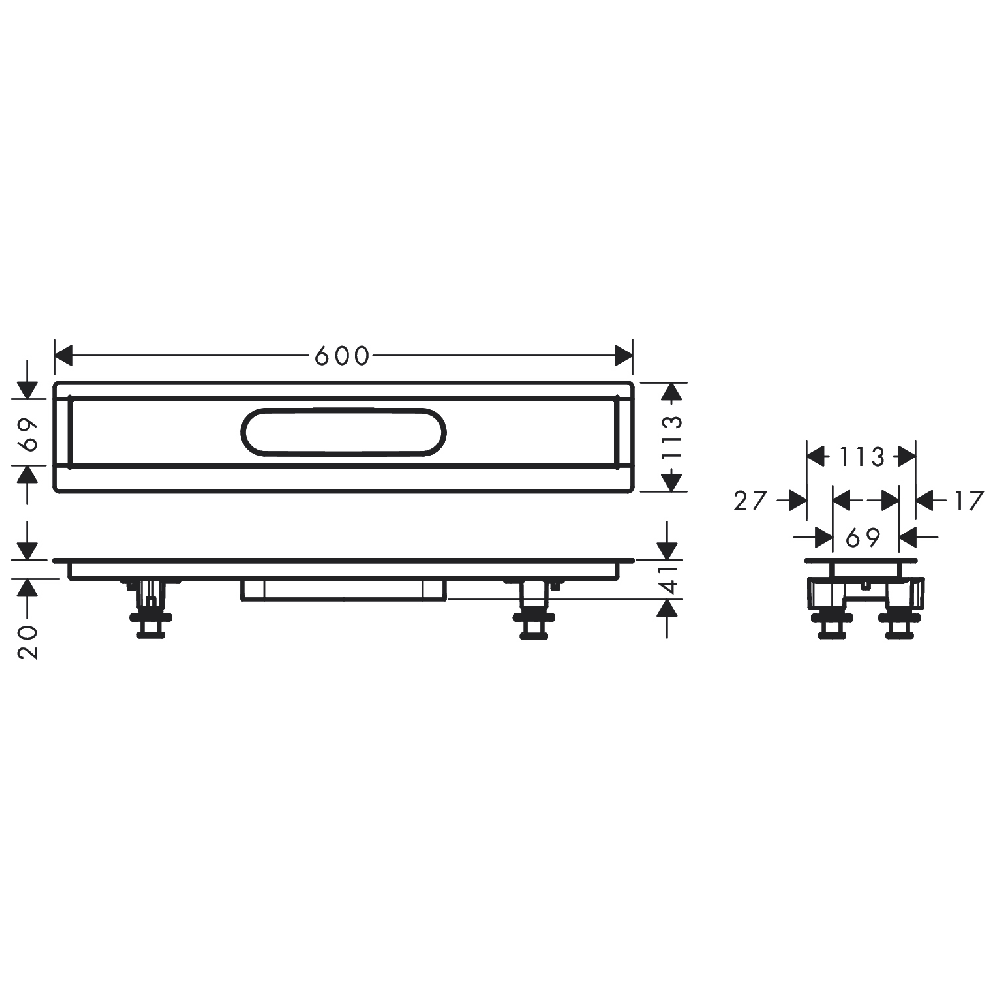 Hansgrohe Raindrain 600 Installation Set For Shower Drains