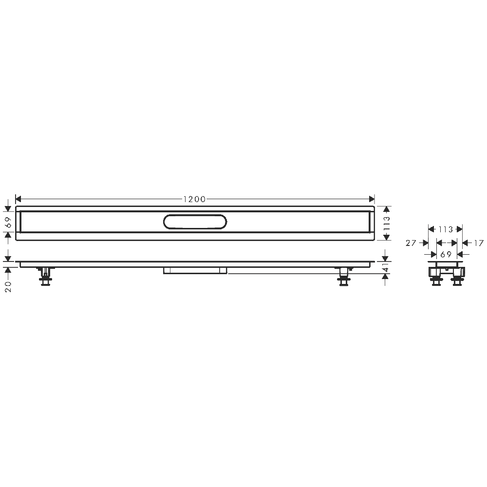 Hansgrohe Raindrain 1200 Installation Set For Shower Drains