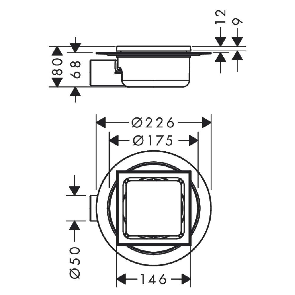 Hansgrohe RainDrain Spot 150/150 Stainless Steel Shower Drain Set
