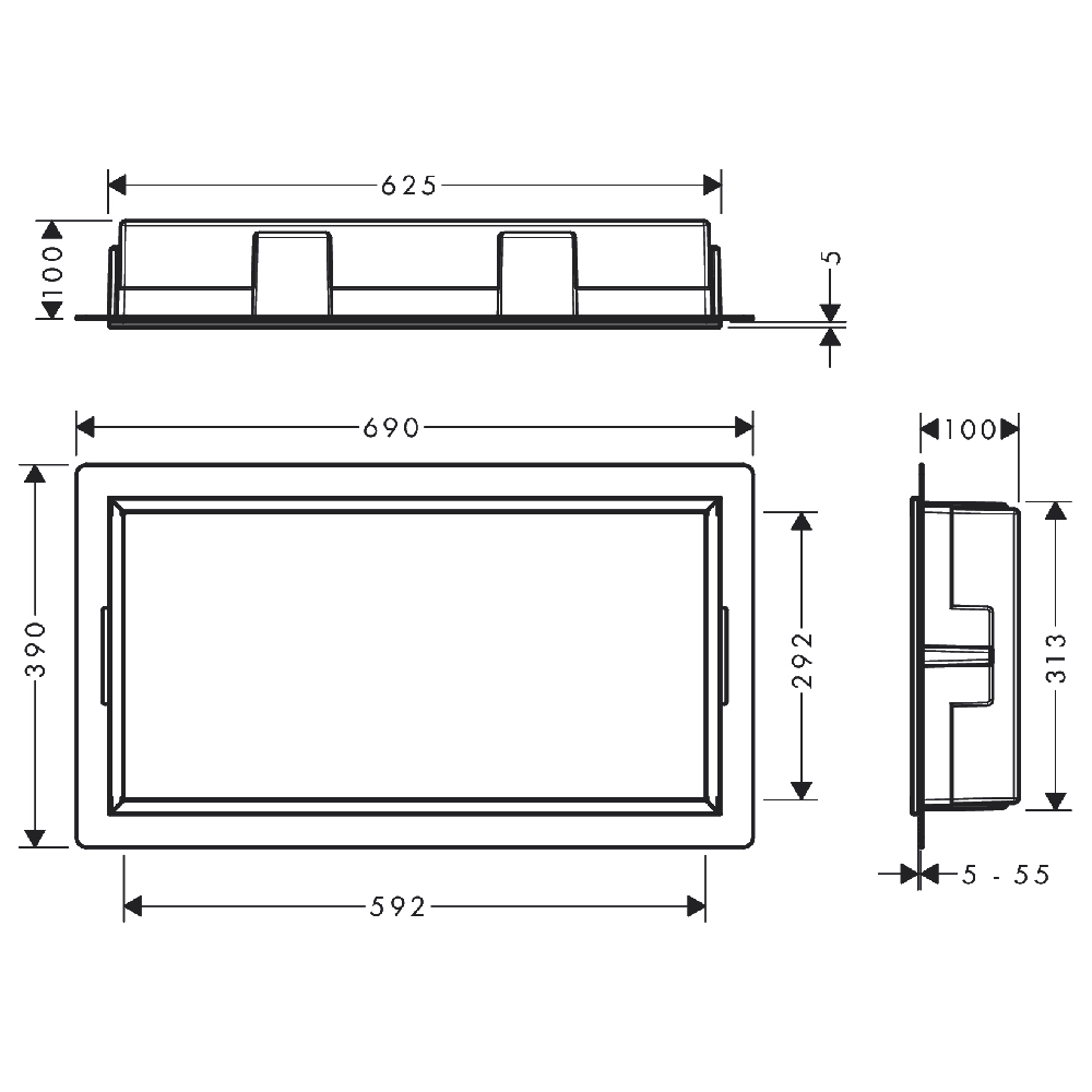 Hansgrohe XtraStoris Original 300x600mm Framed Wall Niche