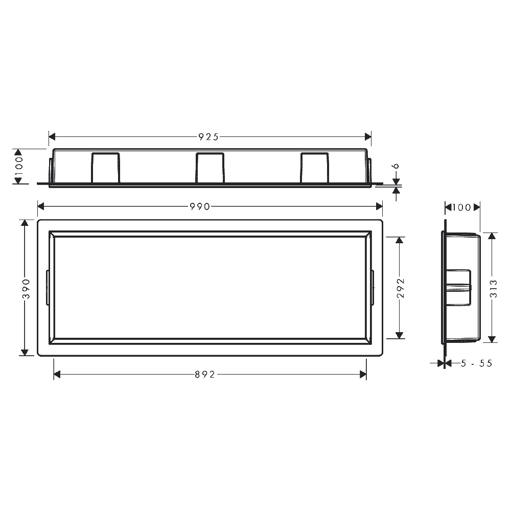 Hansgrohe XtraStoris Original 300x900 Wall Niche with Integrated Frame and Framed Design