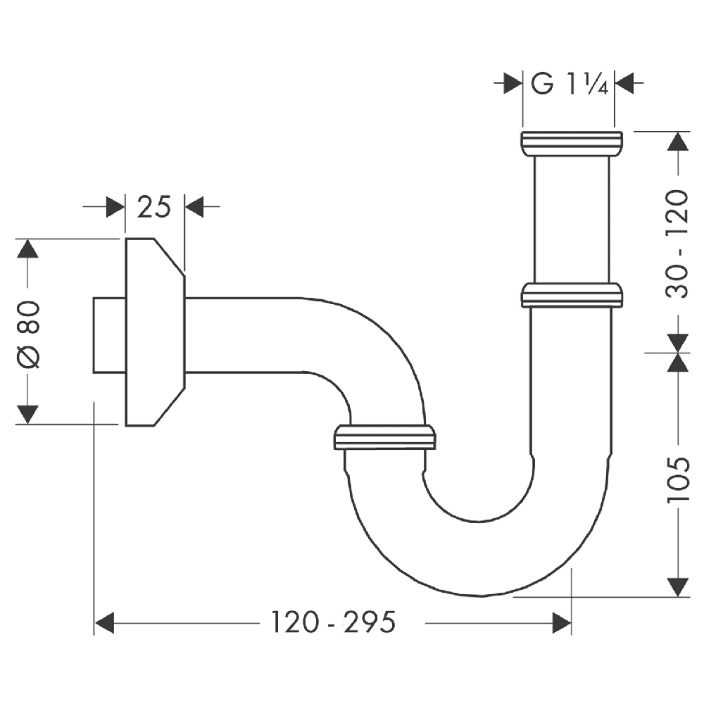 Hansgrohe Chrome Easy Install P Trap