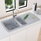 Double bowl stainless steel sink in kitchen