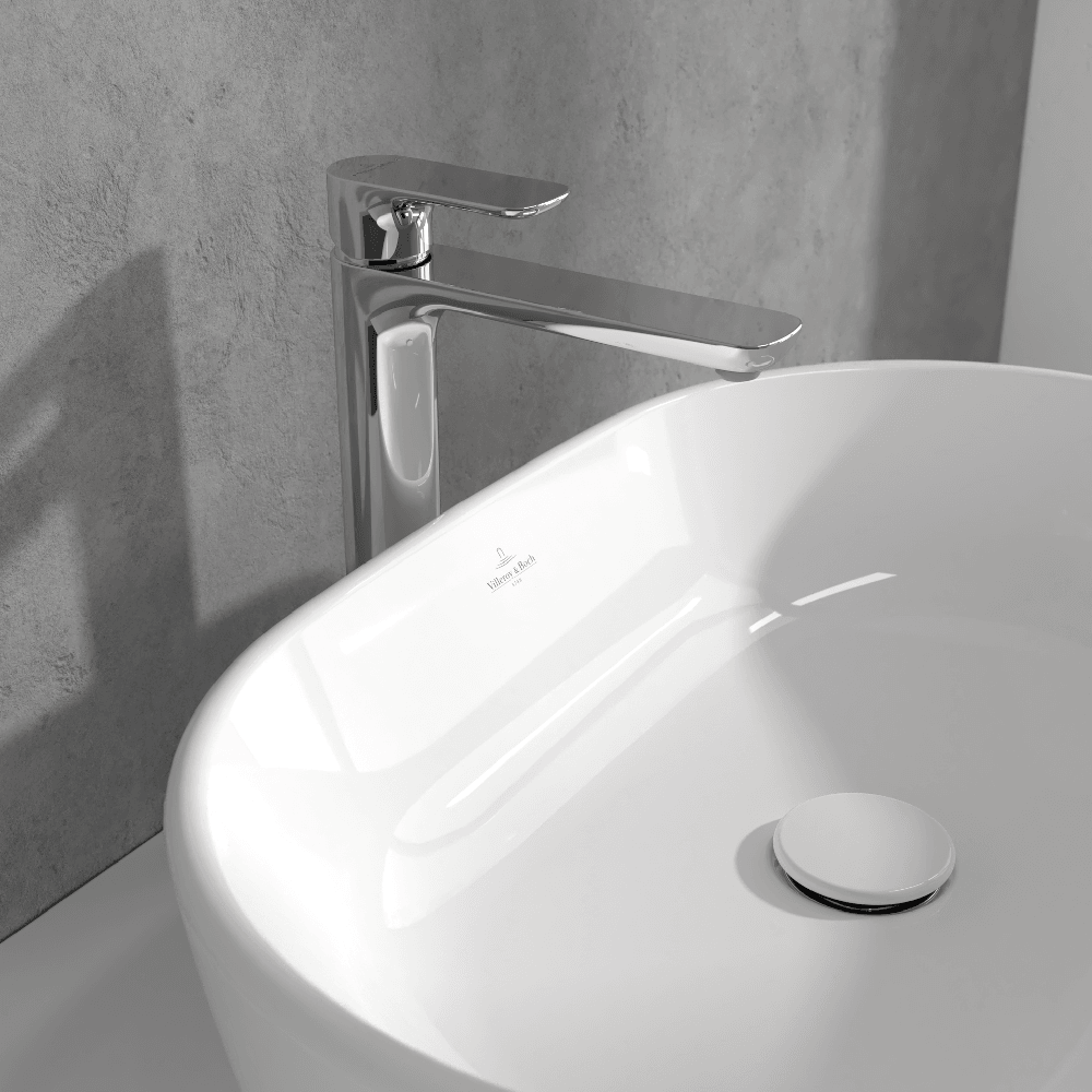 Villeroy & Boch O.novo Chrome Tall Single-lever basin mixer with push-down waste