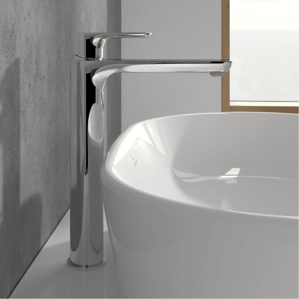 Villeroy & Boch O.novo Chrome Tall Single-lever basin mixer with push-down waste