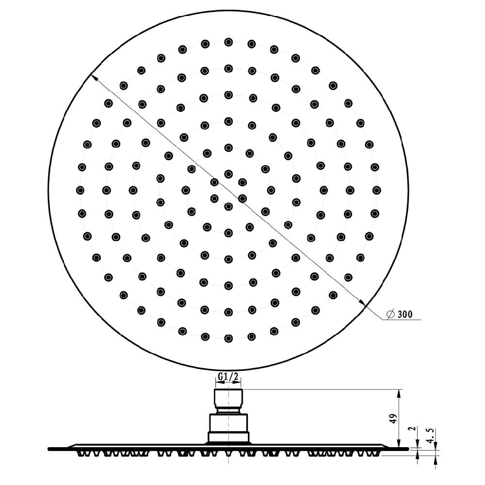 Villeroy & Boch Universal Round 300 Chrome Shower Head