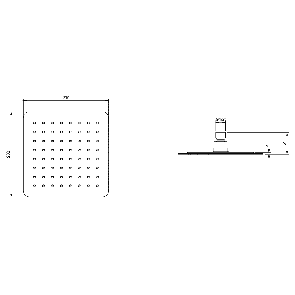 Villeroy & Boch Universal Square 200 Chrome Shower Head