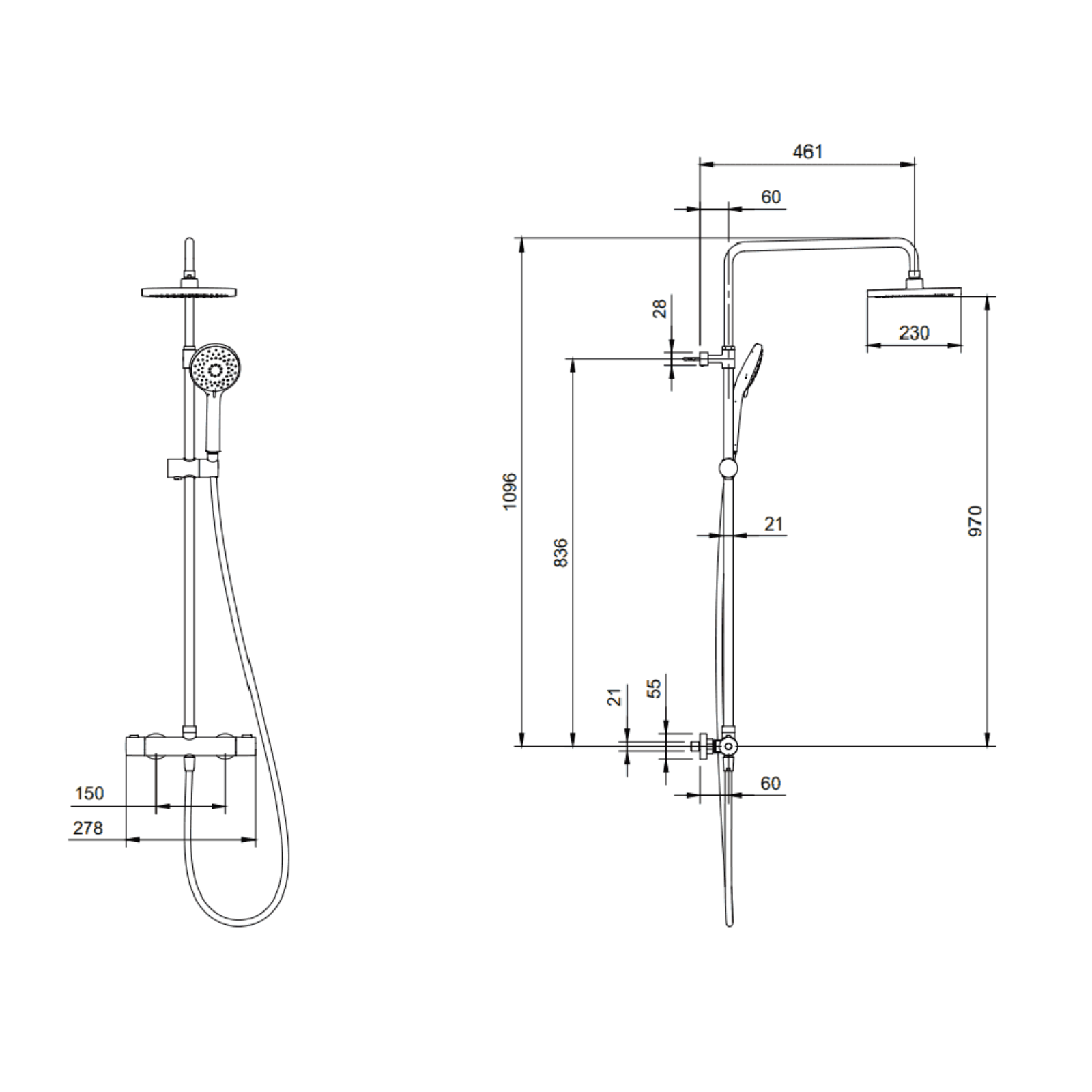 Villeroy & Boch Universal Exposed Dual Shower System 200mm Diameter Fixed Head
