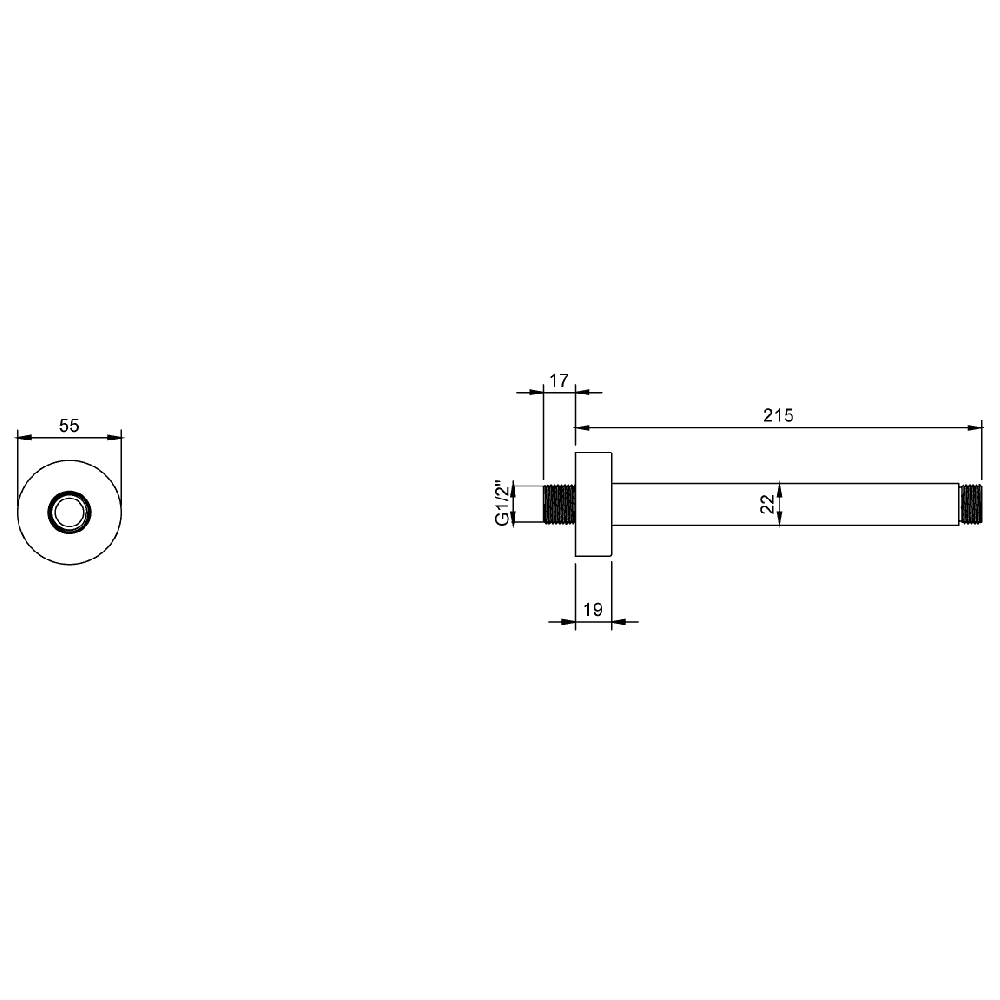 Villeroy & Boch Universal Round Ceiling Mounted Shower Arm with Matt and Chrome Finish