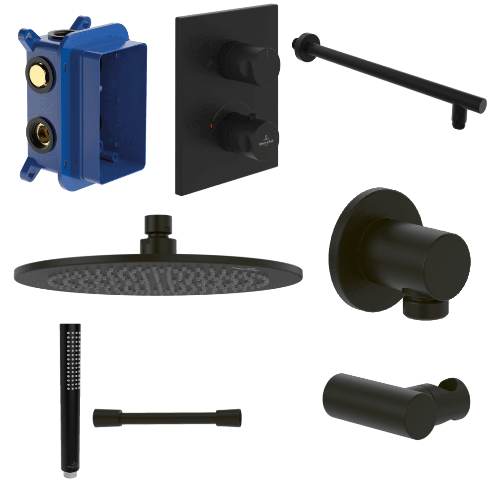 Villeroy & Boch Round Complete Shower Set with Matt and Chrome Finishes