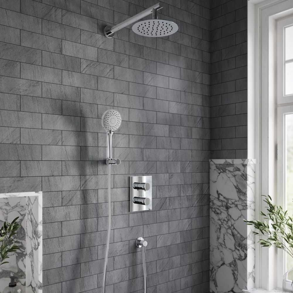 Villeroy & Boch Round Complete Shower Set with Matt and Chrome Finishes
