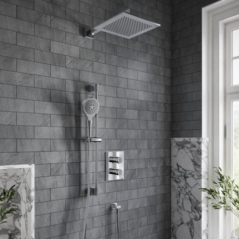 Villeroy & Boch Chrome Square Verve Complete Shower Set with Slider Rail Kit
