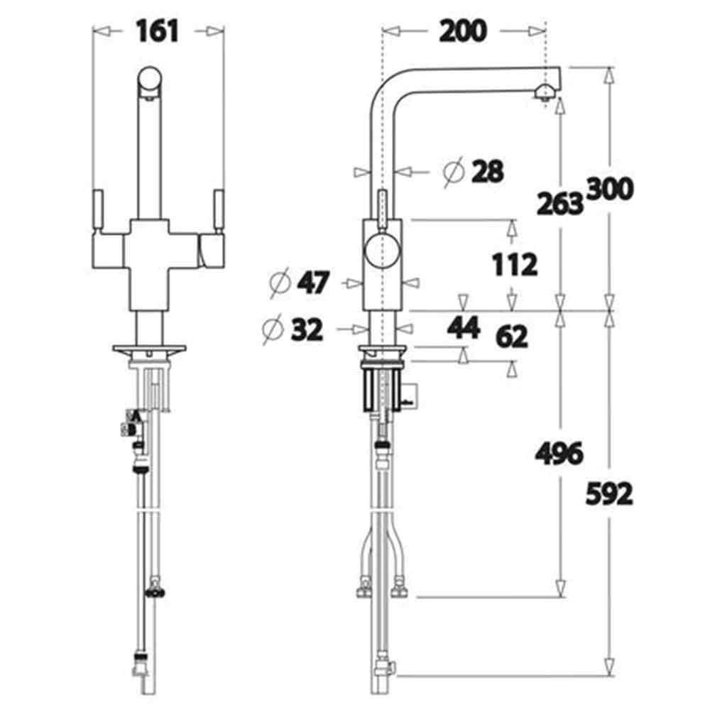 Insinkerator Brushed 3in1 Boiling Hot Water Kitchen Tap with Neo Tank