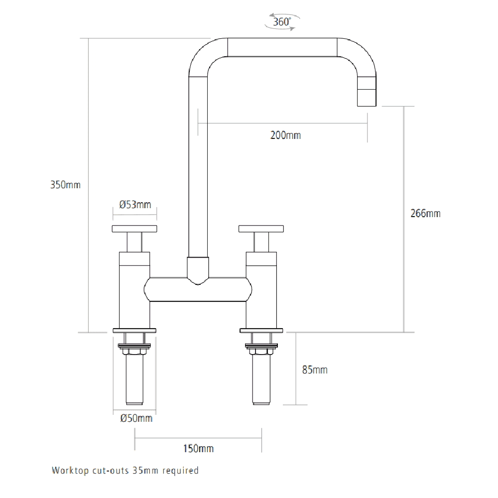 Caple Ember Matt Black Bridge Kitchen Tap with Copper. Gold & Black Handle Sets