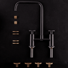 caple-ember-matt-black-bridge-kitchen-tap-with-copper-gold--black-handle-sets-