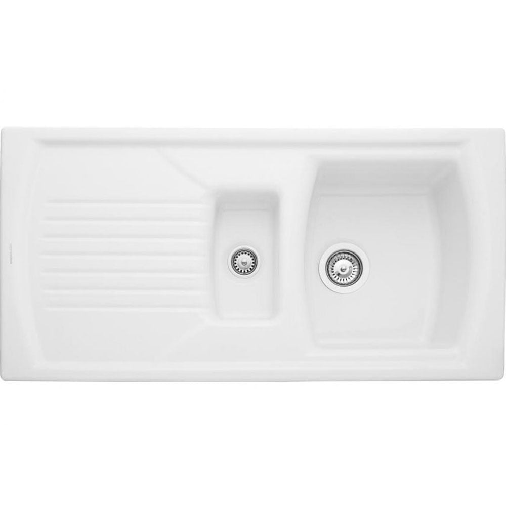 Rangemaster Tenby 1.5 Bowl White Ceramic Kitchen Sink & Waste