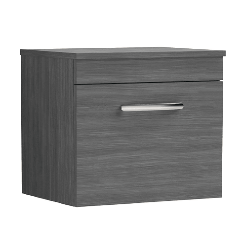 Nuie Athena Anthracite Woodgrain Wall Hung 500mm Cabinet & Worktop ATH011W
