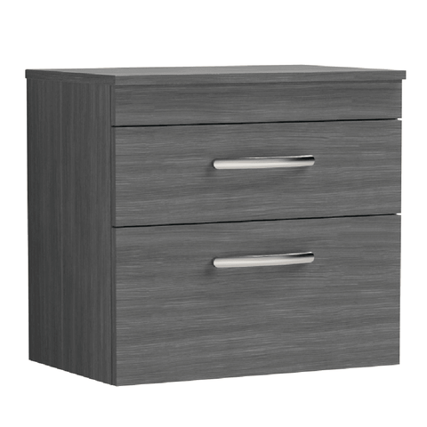 Nuie Athena Anthracite Woodgrain Wall Hung 600mm Cabinet & Worktop - ATH046W