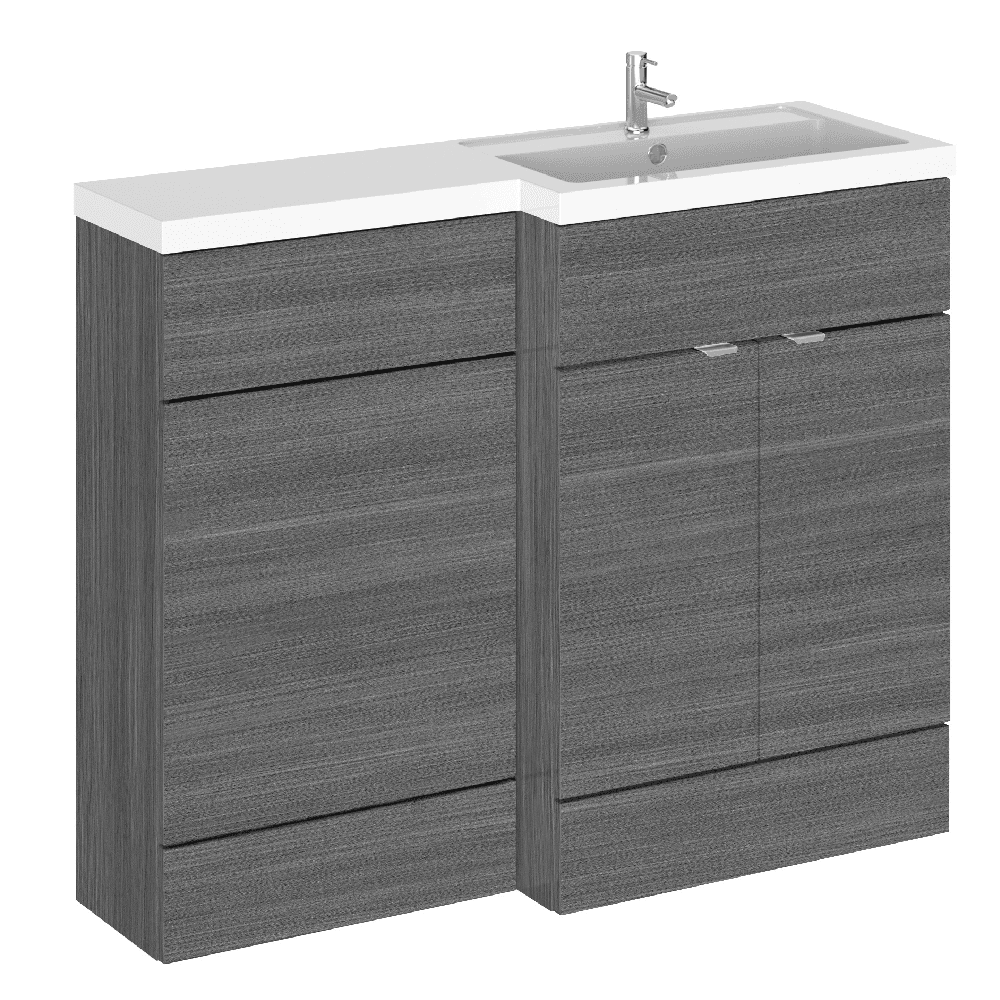 Hudson Reed Fusion Anthracite Woodgrain 1100mm RH WC, Cabinet & Basin Unit CBI503