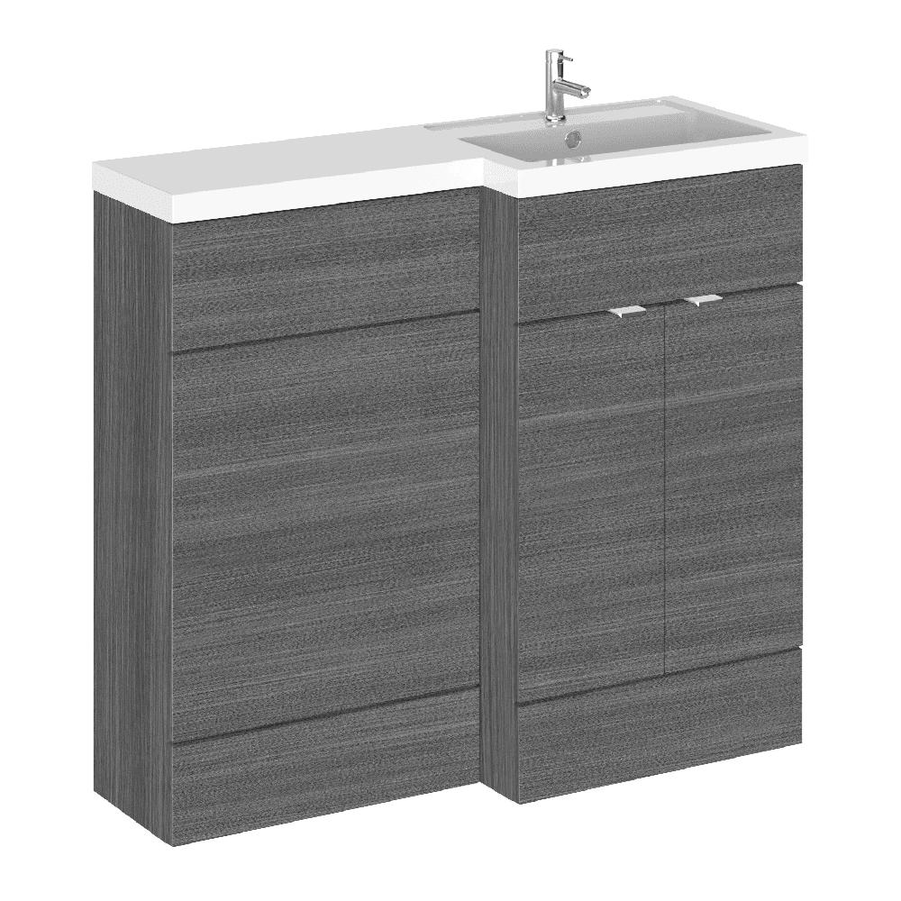 Hudson Reed Fusion Anthracite Woodgrain 1000mm RH WC, Cabinet & Basin Unit CBI527