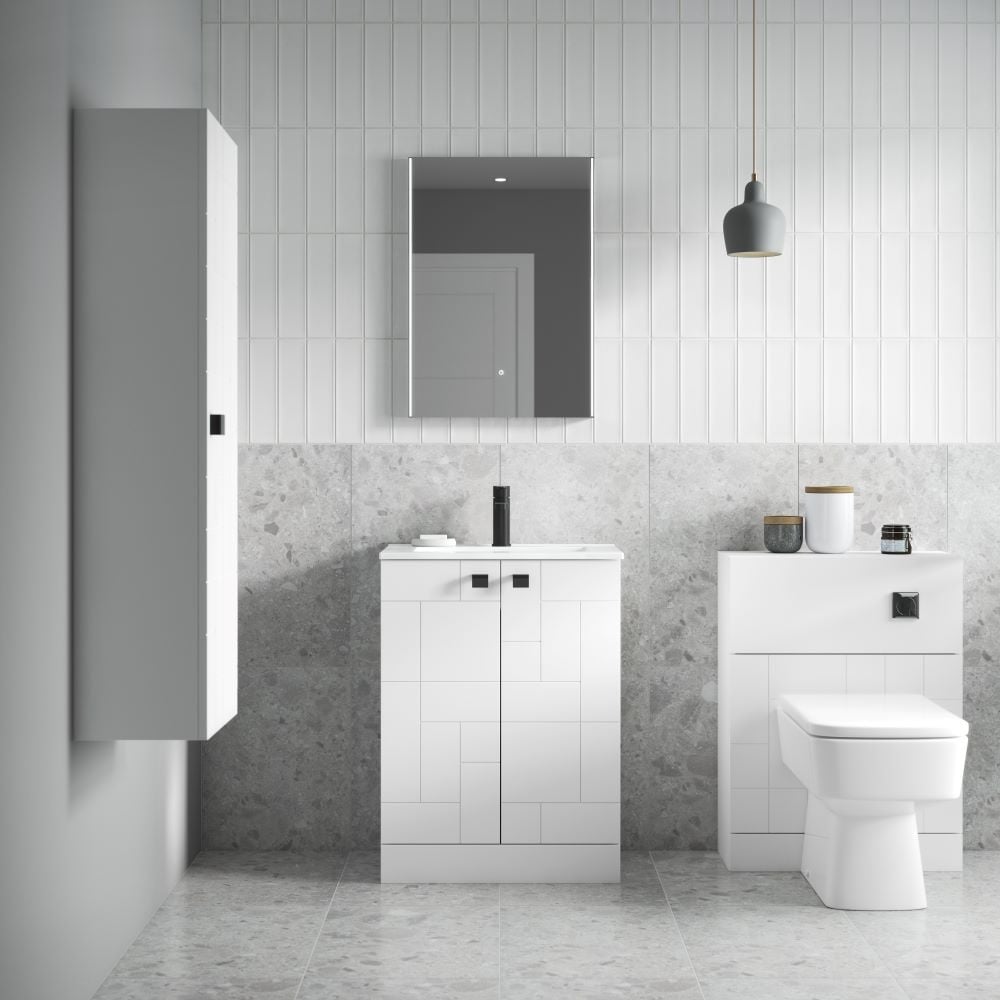 Nuie Block White Bathroom Suite Set