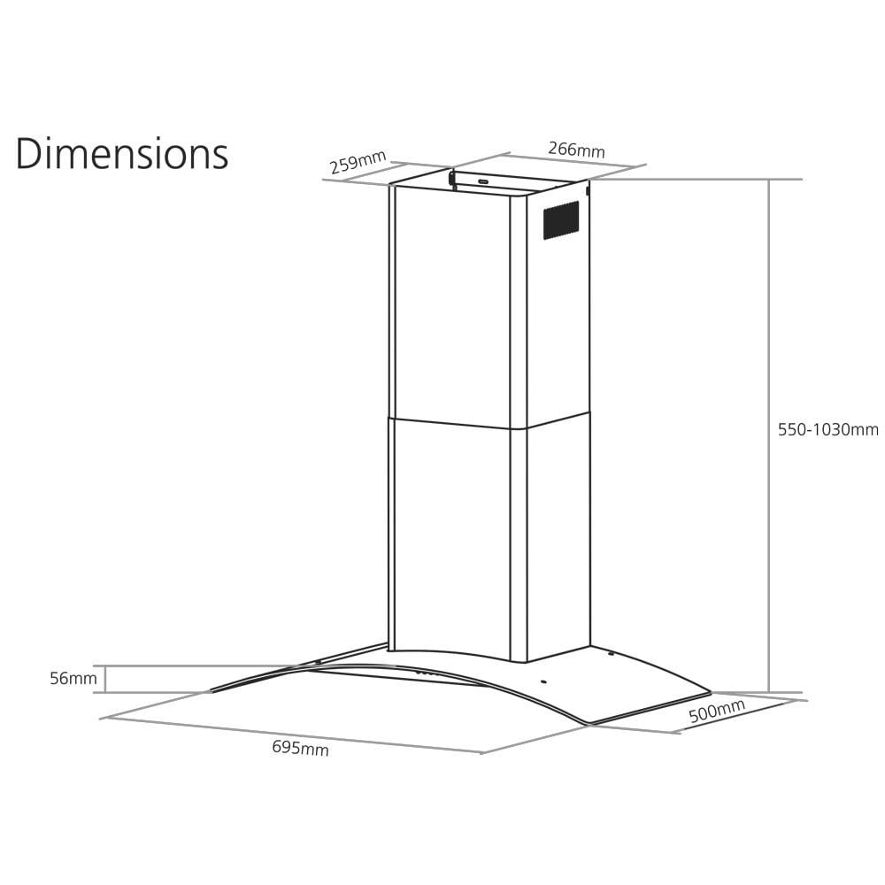 Caple 70cm Stainless Steel Wall Chimney Hood CGC711SS
