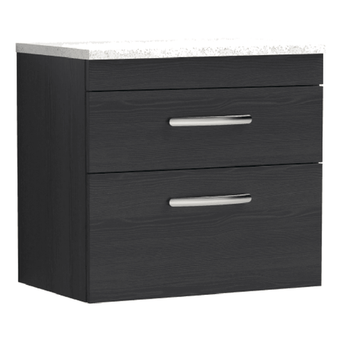 Nuie Athena Charcoal Black 600mm Wall Hung Vanity With White Worktop ATH047LSW